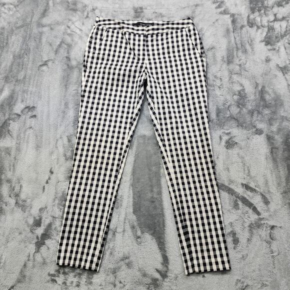 Amanda + Chelsea Pants Womens 2 Black White Check Gingham Ankle Low Rise Stretch - Picture 1 of 12